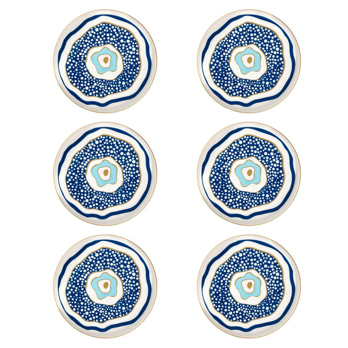 Hermia Pavo Stolt 6 TT Juego de 6 Platos de Postre Multicolor en Porcelana, 21 cm